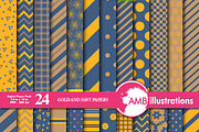 Navy, Gold & Yellow Papers AMB-545