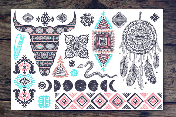 Bohemian style American Indian icons in Illustrations - product preview 2