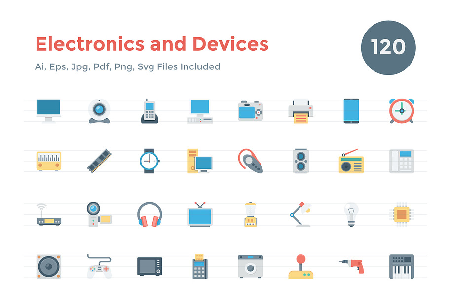 120 Flat Electronics and Devices in Icons - product preview 8