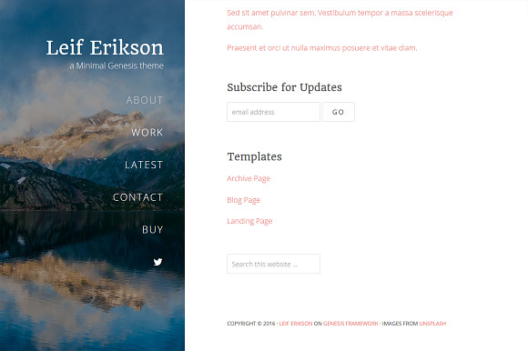 Leif Erikson - Minimal Genesis Theme in WordPress Minimal Themes - product preview 2