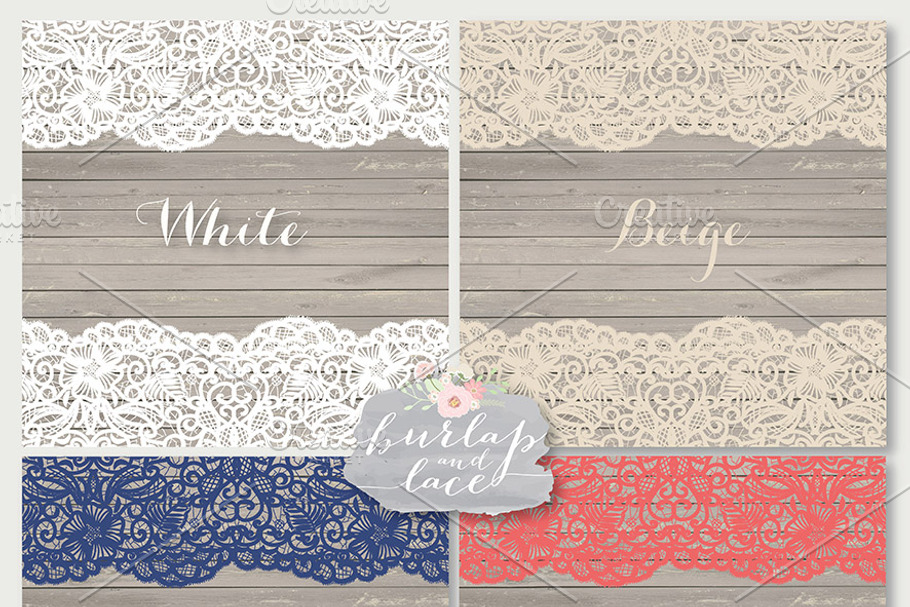 Vector Navy Blue Coral Red lace