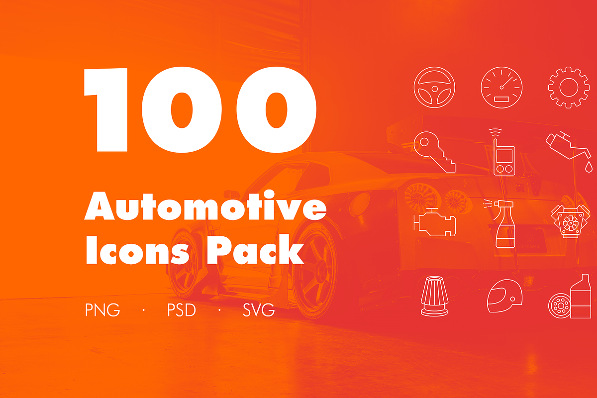 100 Automotive Icons Pack in Icons Packs - product preview 8