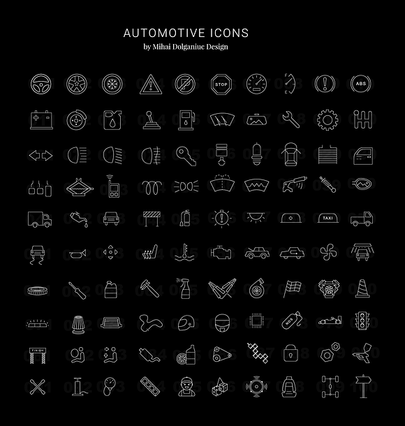 100 Automotive Icons Pack in Icons Packs - product preview 1