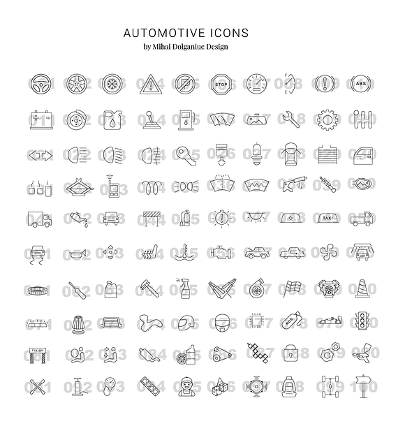 100 Automotive Icons Pack in Icons Packs - product preview 2