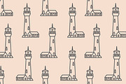 Lighthouse vector seamless pattern
