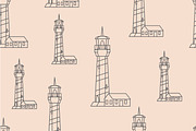  Seamless pattern with lighthouse