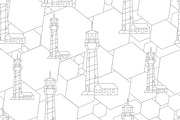 Linear lighthouse seamless pattern