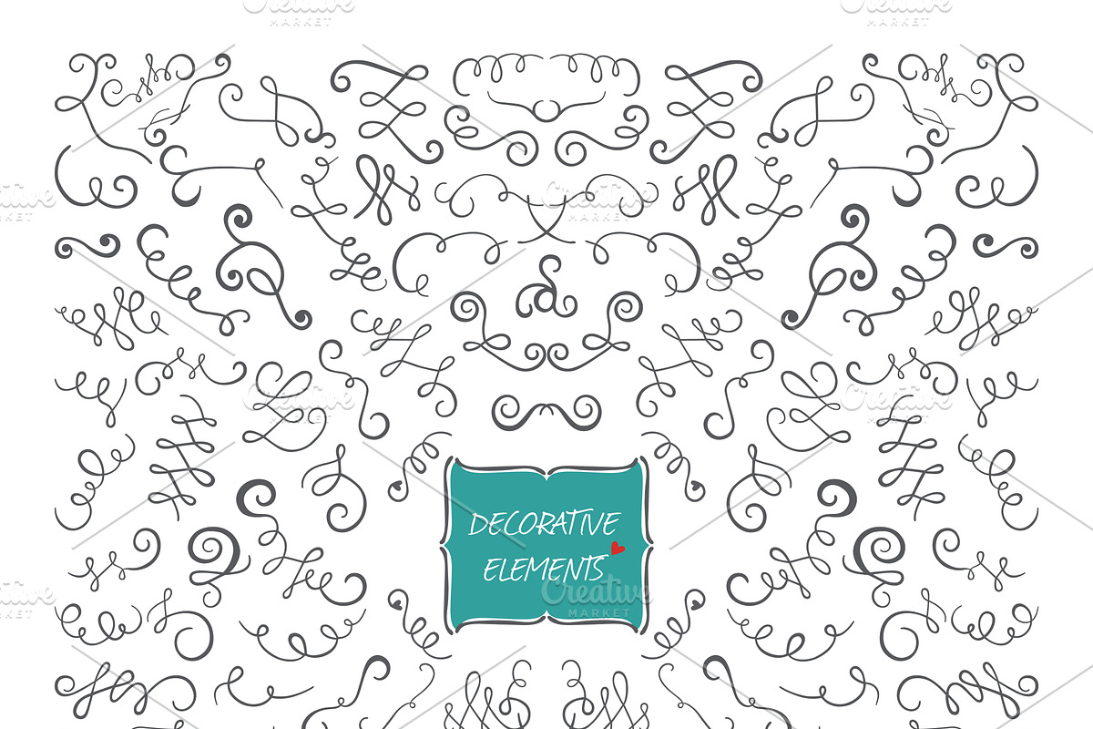 Hand drawn decorative elements set in Illustrations - product preview 8