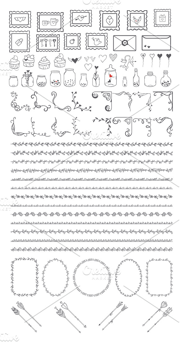 Hand drawn decorative elements set in Illustrations - product preview 1