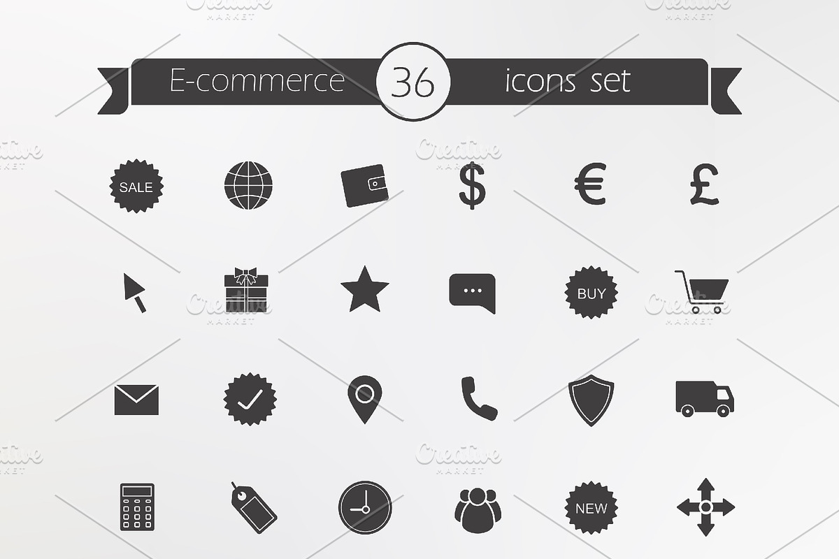 E-commerce. 36 icons. Vector in Graphics - product preview 8