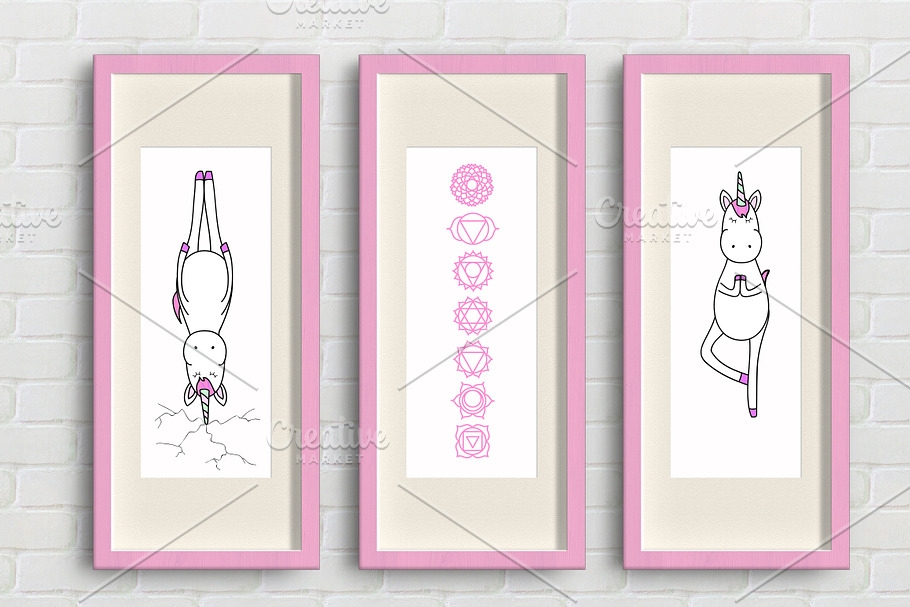 Unicorn's yoga set in Illustrations - product preview 8