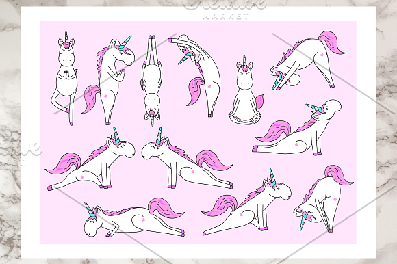 Unicorn's yoga set in Illustrations - product preview 1