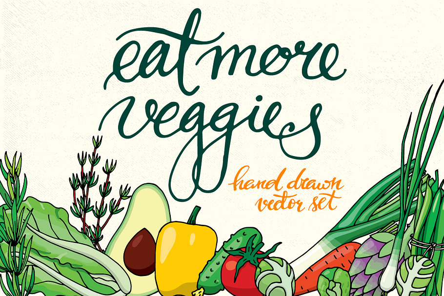 19 hand drawn vegetables + patterns in Illustrations - product preview 8