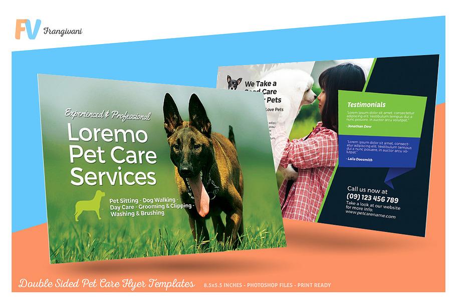 Double Sided Pet Care Flyer Template in Flyer Templates - product preview 8