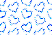 Blue hearts contours on white