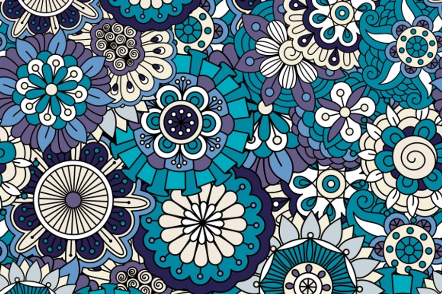 Various blue flowers seamless back in Patterns - product preview 8