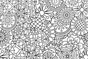 Hand drawn hearts floral pattern