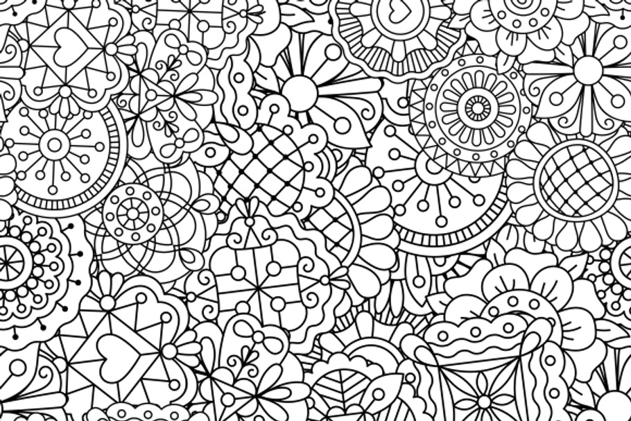 Hand drawn hearts floral pattern