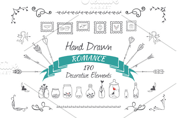 Hand drawn decorative elements set in Illustrations - product preview 2