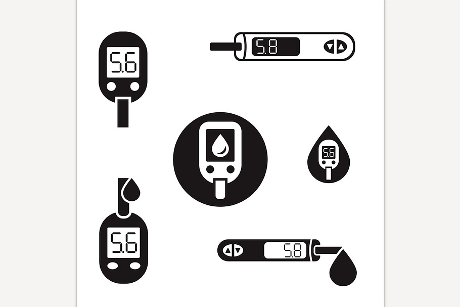 Diabetes Glucometer Icons in Illustrations - product preview 8