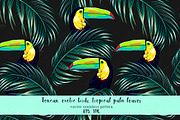 Toucan,palm leaves pattern