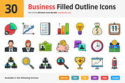 30 Business Filled Outline Icons