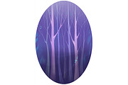Violet magic forest tree digital art