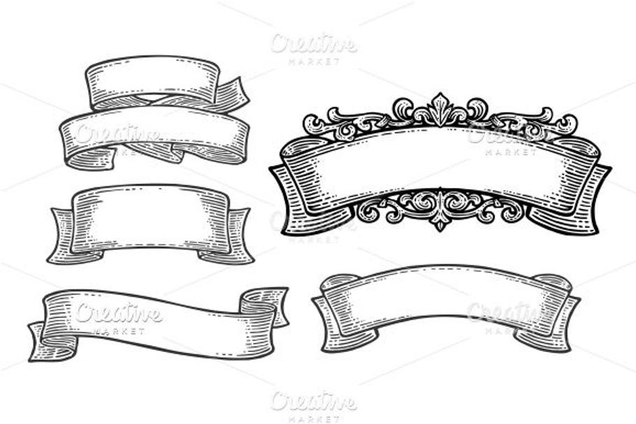 Set of ribbons isolated on white in Illustrations - product preview 8