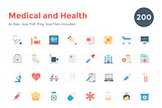 200 Flat Medical and Health Icons