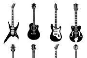 Set of black guitars icons