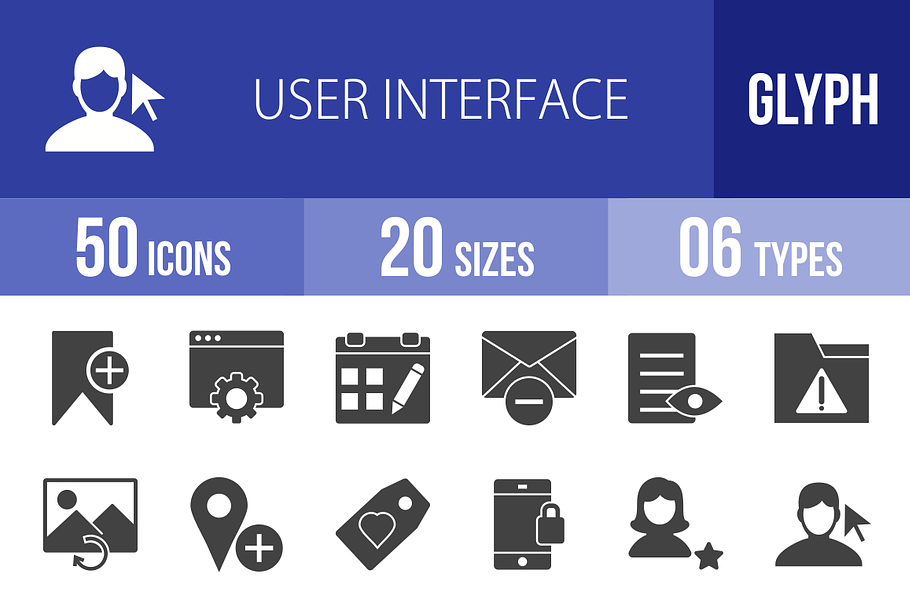 50 User Interface Glyph Icons in Graphics - product preview 8