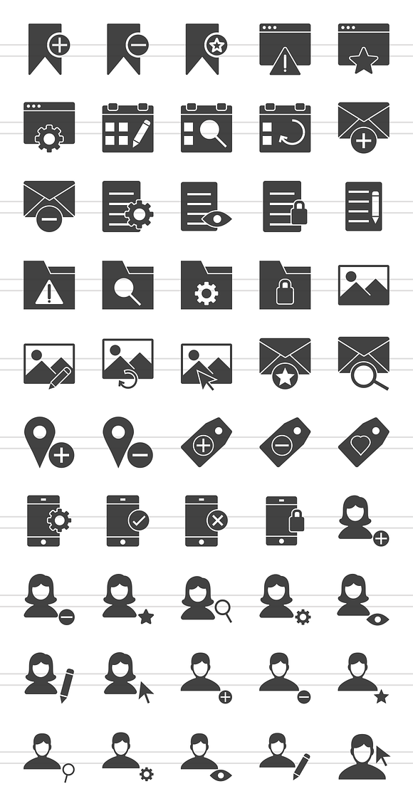 50 User Interface Glyph Icons in Graphics - product preview 1