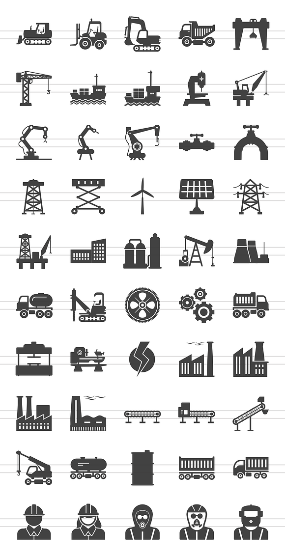 50 Industrial Process Glyph Icons in Graphics - product preview 1