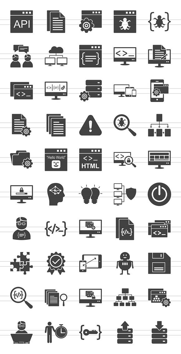 50 Software Development Glyph Icons in Graphics - product preview 1