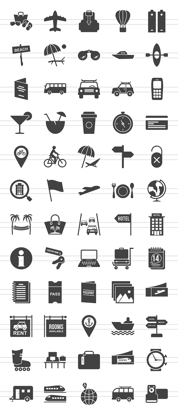60 Travel Glyph Icons in Icons - product preview 1