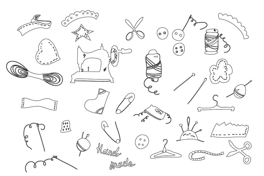 Set of line sewing icons vector in Objects - product preview 8