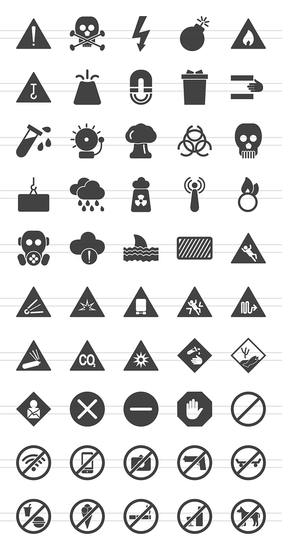 50 Warning & Caution Glyph Icons in Icons - product preview 1