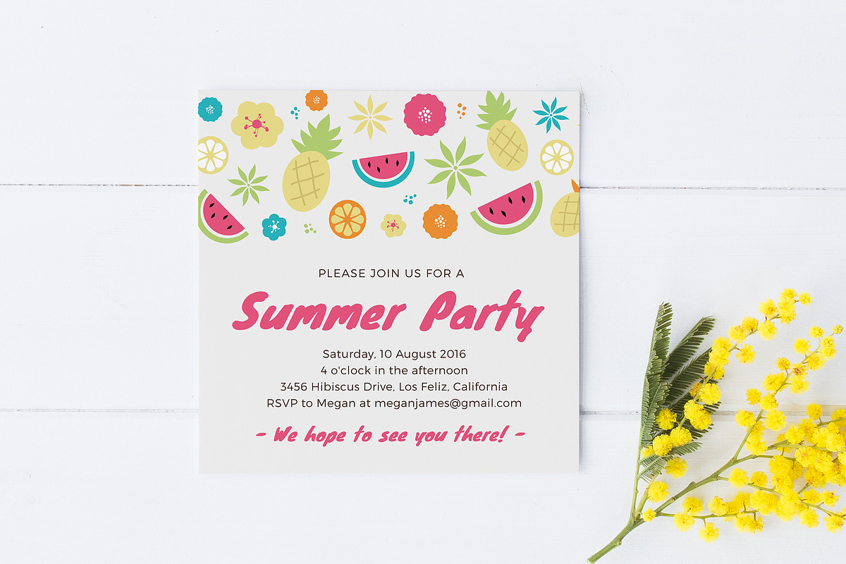 Summer Party Invitation Template in Card Templates - product preview 8