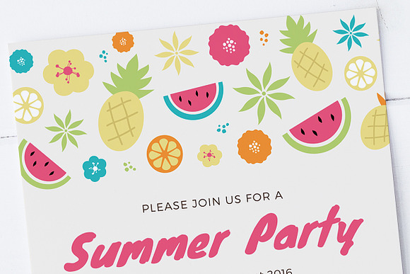 Summer Party Invitation Template in Card Templates - product preview 1