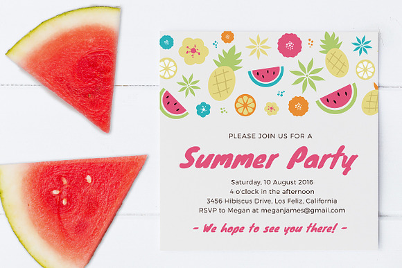 Summer Party Invitation Template in Card Templates - product preview 3