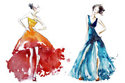 watercolor dresses, fashion