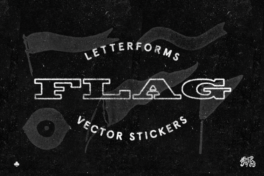 Letterforms flag stickers set in Objects - product preview 8