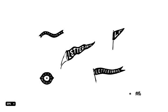 Letterforms flag stickers set in Objects - product preview 5