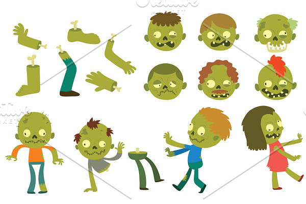 Cartoon zombie characters
