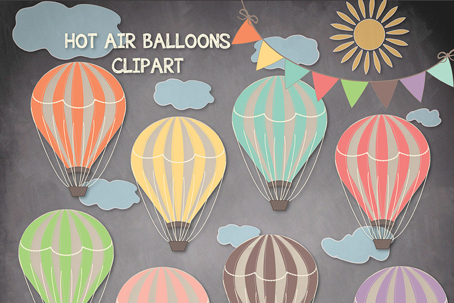 Chalkboard/wood Hot air balloons