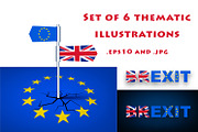 Brexit - thematic illustrations set