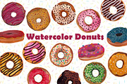 Watercolor donuts clip art
