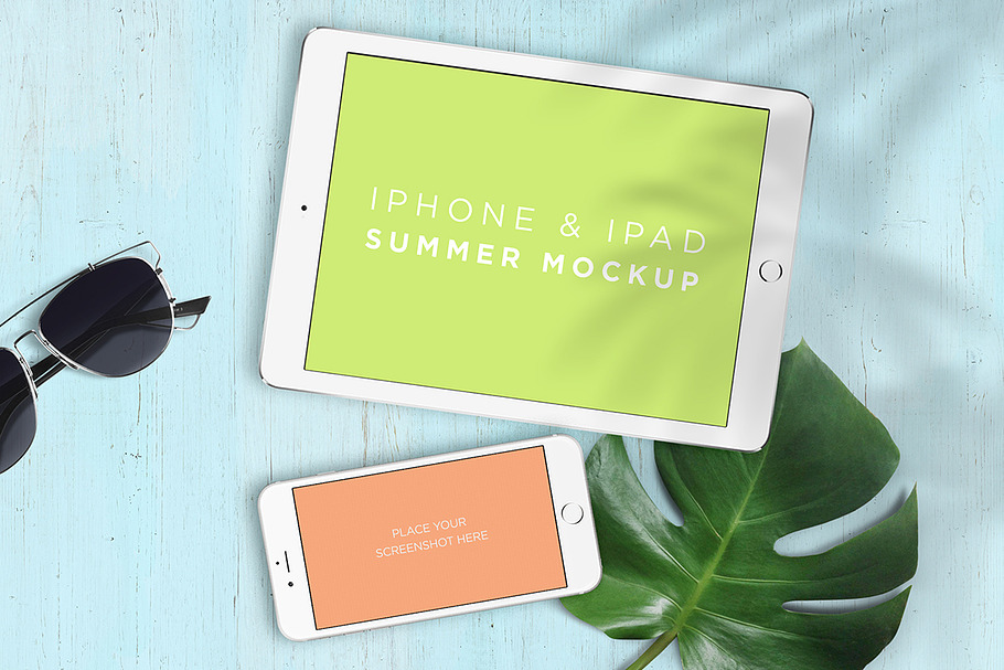 Mockup . iPhone & iPad Summer in Mobile & Web Mockups - product preview 8