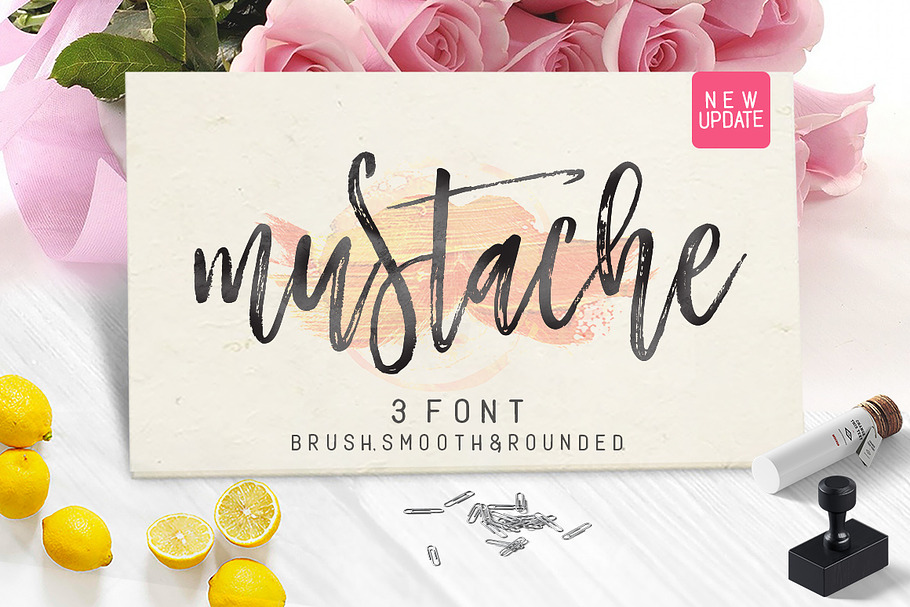 Mustache Script - 3 font + Swash