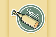 Color vintage tequila emblem